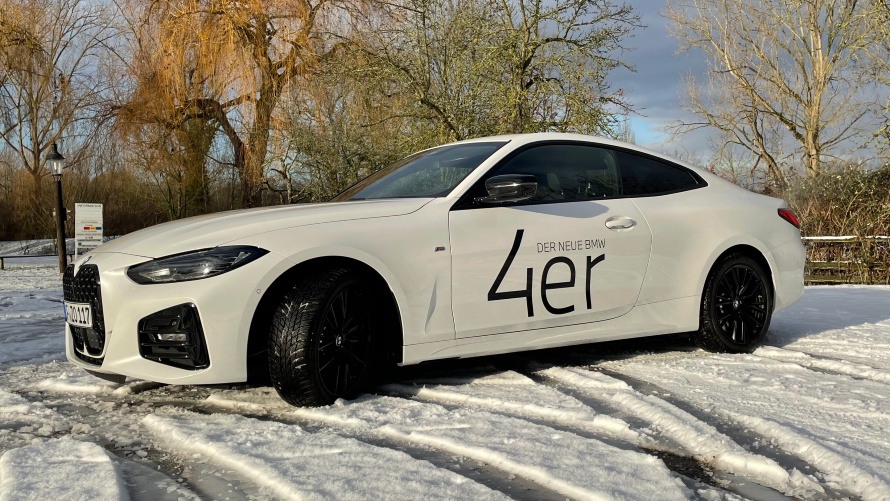 BMW, 4er, Auto, weiß, Schnee