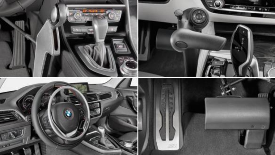 BMW Fahrhilfen, verstellbare Pedalen, Gas- und Bremsbedienung mit der rechten Hand 